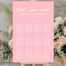 Simple Light Pink Wedding Seating Chart