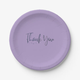 Simple light purple family picnic paper plates  ペーパープレート