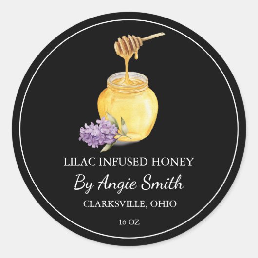 Simple Lilac Infused Honey Label ラウンドシール (正面)