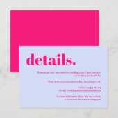 Simple Lilac Pink Wedding details 出欠カード (正面/裏面)