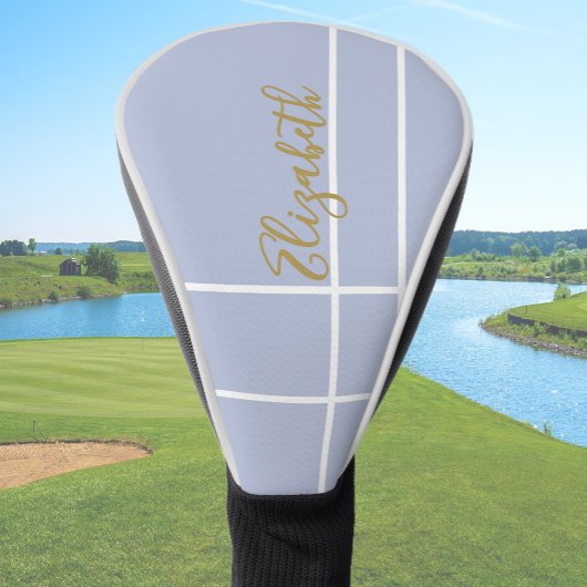 Simple lilac purple minimalist custom name ladies  ゴルフヘッドカバー