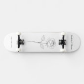 Simple Line Art Rose Couples Names & Wedding Date スケートボード (横)