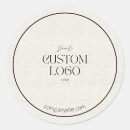 Simple Linen Business Logo Branded Packaging ラウンドシール