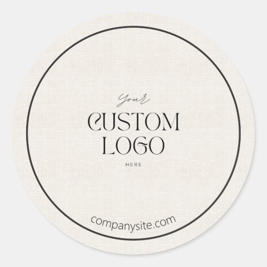 Simple Linen Business Logo Branded Packaging ラウンドシール (正面)