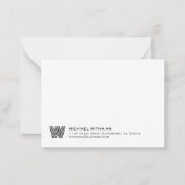 Simple Lines Monogram Initial Name Classic Black ノートカード (正面)