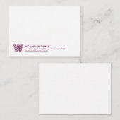 Simple Lines Monogram Initial Name Classic WINE ノートカード (正面/裏面)