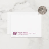 Simple Lines Monogram Initial Name Classic WINE ノートカード (正面/裏面インサイチュ)