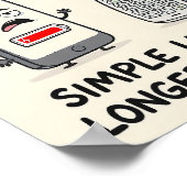 "Simple Living, Longer Lasting" Funny Tech  ポスター (角)