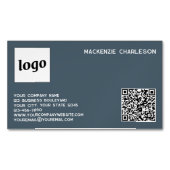 Simple Logo and QR Code Charcoal Gray マグネット名刺 (正面)