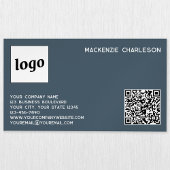 Simple Logo and QR Code Charcoal Gray マグネット名刺