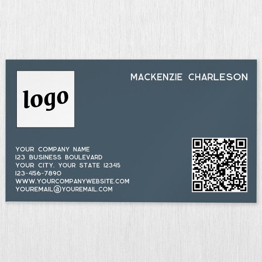 Simple Logo and QR Code Charcoal Gray マグネット名刺