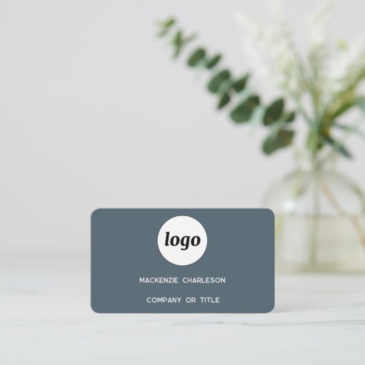 Simple Logo and QR Code Charcoal Gray 名刺 (スタンド正面)