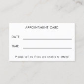 Simple Logo and Text Customer Appointment Card 名刺 (裏面)