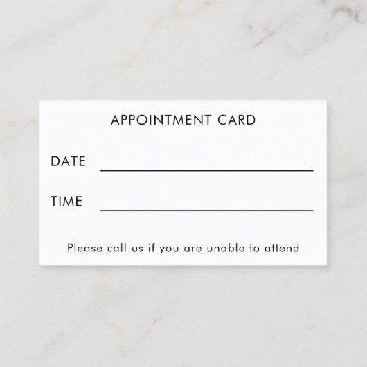 Simple Logo and Text Customer Appointment Card 名刺 (裏面)