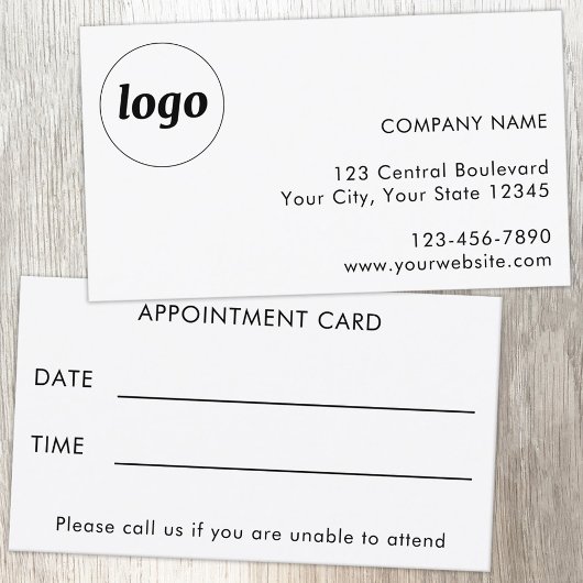 Simple Logo and Text Customer Appointment Card 名刺