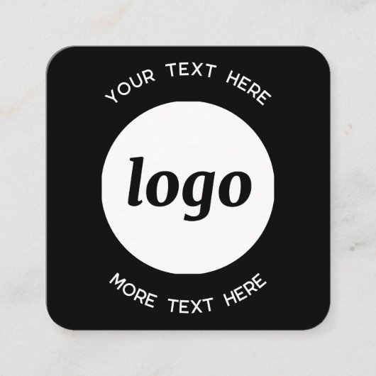 Simple Logo and Text QR Code Black Square Business スクエア名刺 (正面)