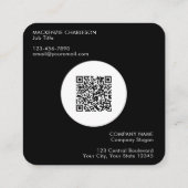 Simple Logo and Text QR Code Black Square Business スクエア名刺 (裏面)