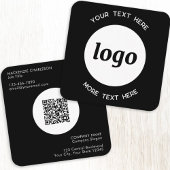 Simple Logo and Text QR Code Black Square Business スクエア名刺