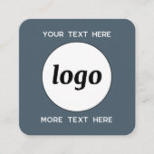 Simple Logo and Text QR Code Charcoal Gray スクエア名刺 (正面)