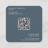 Simple Logo and Text QR Code Charcoal Gray スクエア名刺 (裏面)