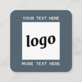 Simple Logo and Text QR Code Charcoal Gray スクエア名刺 (正面)