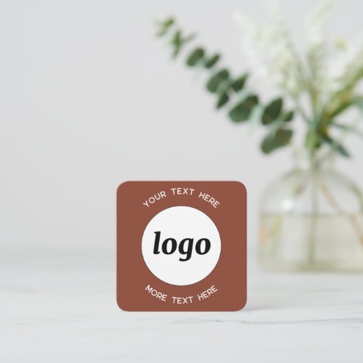 Simple Logo and Text QR Code Terracotta スクエア名刺 (スタンド正面)