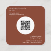 Simple Logo and Text QR Code Terracotta スクエア名刺 (裏面)