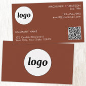 Simple Logo and Text QR Code Terracotta 名刺