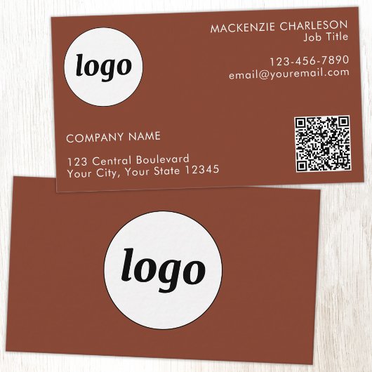 Simple Logo and Text QR Code Terracotta 名刺
