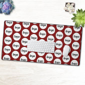 Simple Logo Business Pattern Burgundy Red デスクマット