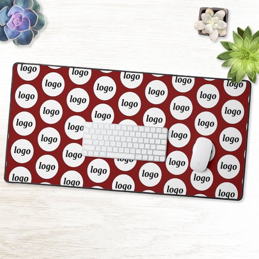 Simple Logo Business Pattern Burgundy Red デスクマット