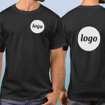 Simple Logo Crest and Back Promotional Business Tシャツ<br><div class="desc">Simple logo crest and back print promotional business t-shirt. Replace the logo with your own to customize. Wear them yourself, give them to your staff, employees and co-workers, sell them to customers and clients or give them away as promotional merchandise to inspire customer loyalty.</div>