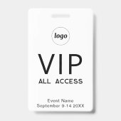 Simple Logo Minimalist VIP All Access Pass Event バッジ (正面)