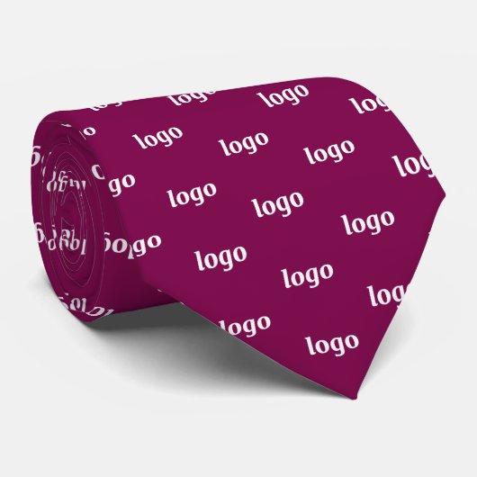 Simple Logo Pattern Dark Cherry Red Business ネクタイ (ロール)