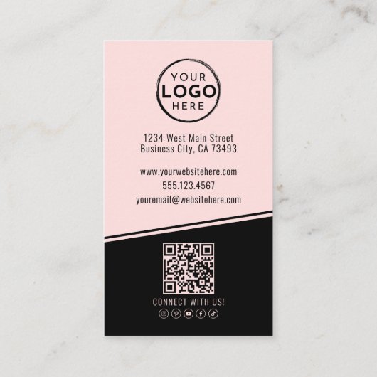 Simple Logo QR Code Blush Pink 名刺 (裏面)