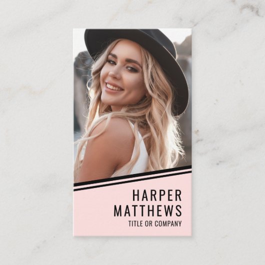 Simple Logo QR Code Blush Pink 名刺 (正面)