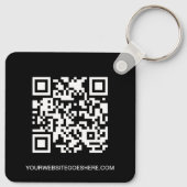 Simple logo QR code business black and white  キーホルダー (裏面)