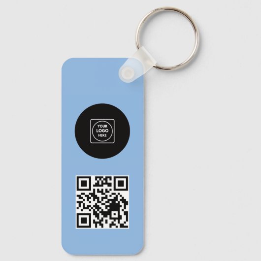 Simple Logo QR Code Business Blue Keychains キーホルダー (裏面)