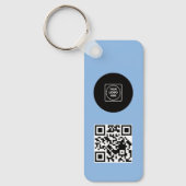 Simple Logo QR Code Business Blue Keychains キーホルダー (正面)