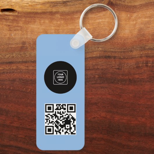 Simple Logo QR Code Business Blue Keychains キーホルダー (裏面)