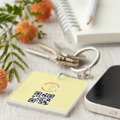 Simple Logo QR Code Business Light Yellow キーホルダー (正面右)