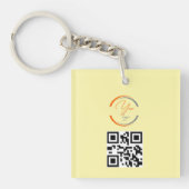 Simple Logo QR Code Business Light Yellow キーホルダー (正面)