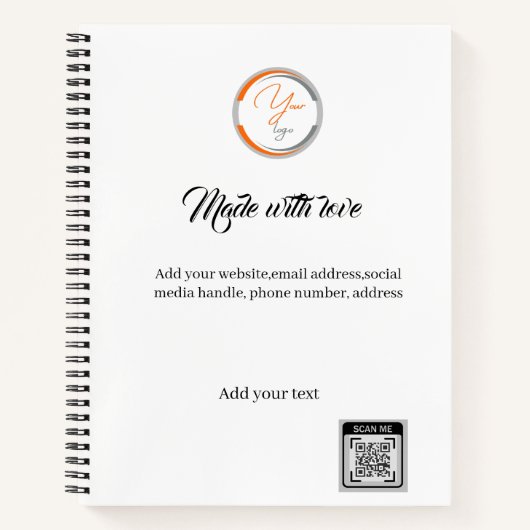 Simple Logo QR Code Business white ノートブック (正面)
