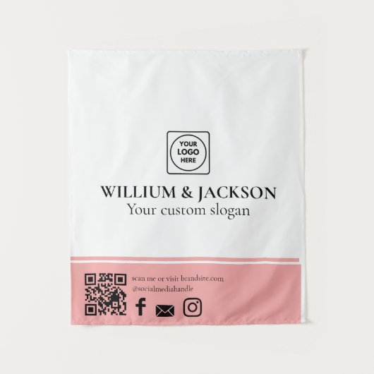 Simple Logo QR Vendor Event Promotional Display タペストリー (正面)