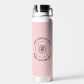 Simple Logo Text Blush Pink Business Branding ウォーターボトル (背面)