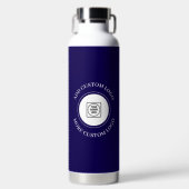 Simple Logo Text Navy Blue Business Branding ウォーターボトル (正面)