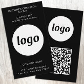 Simple Logo Text QR Code Vertical Black 名刺