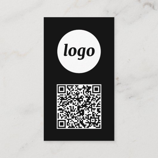 Simple Logo Text QR Code Vertical Black 名刺 (裏面)