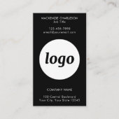 Simple Logo Text QR Code Vertical Black 名刺 (正面)