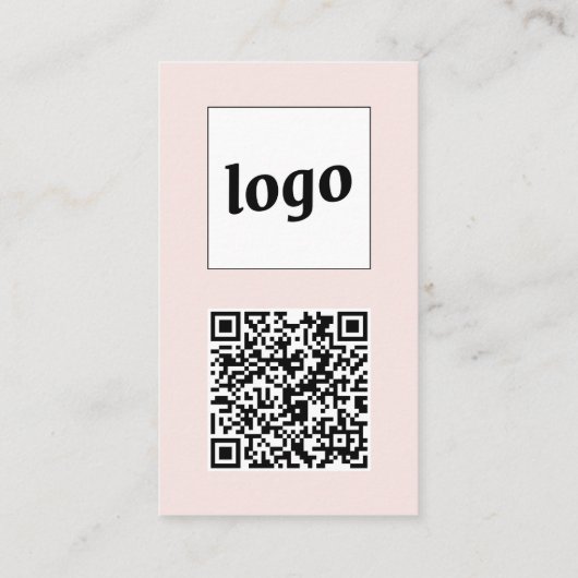 Simple Logo Text QR Code Vertical Blush Pink 名刺 (裏面)